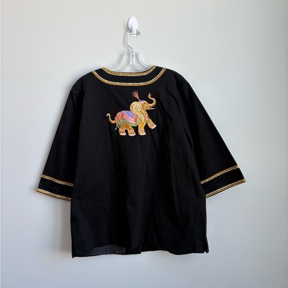 Bob Mackie Embroidered Elephant Jacket Coat Large - Picture 3 of 7
